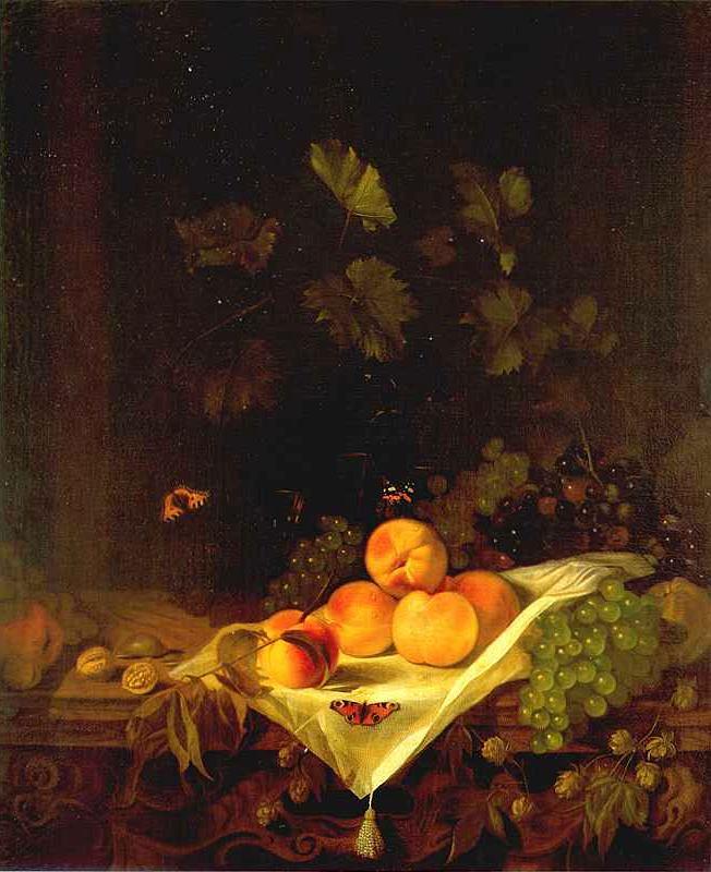 CALRAET, Abraham van Still-life with Peaches and Grapes Sweden oil painting art